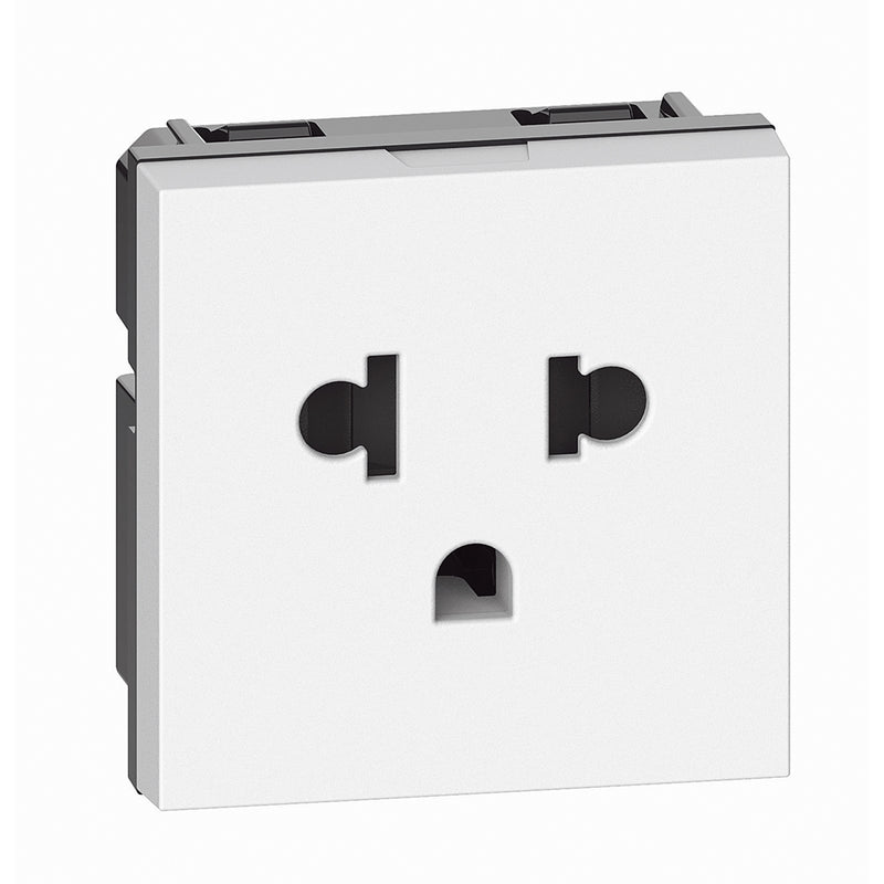 Toma de corriente estándar internacional 2P+T 16A 2 módulos - color blanco - KW4126