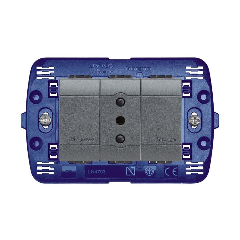 Toma 2P+T 10A 250V Antracita  Living Light Semi Armada