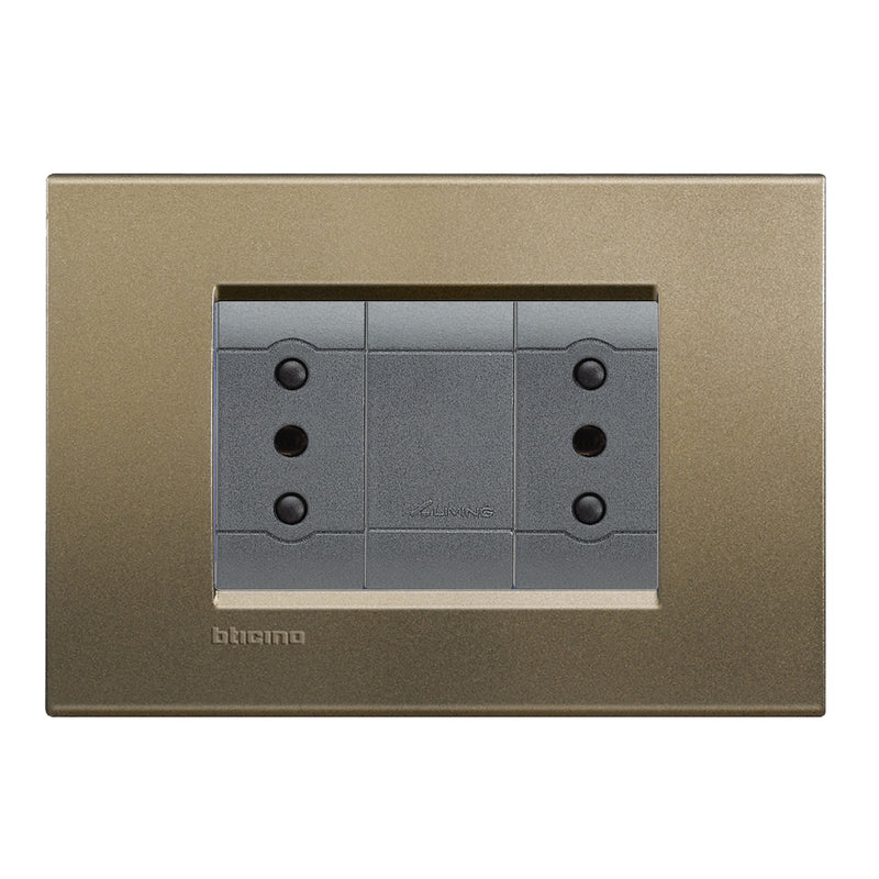 Toma Doble 2P+T 10A 250V Armada con Placa Square Antracita Living Light