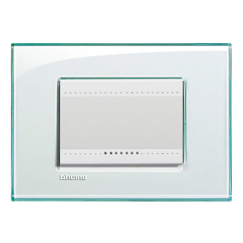 Interruptor 9/12 Armado con Placa y Cubretecla Cristal Living Light