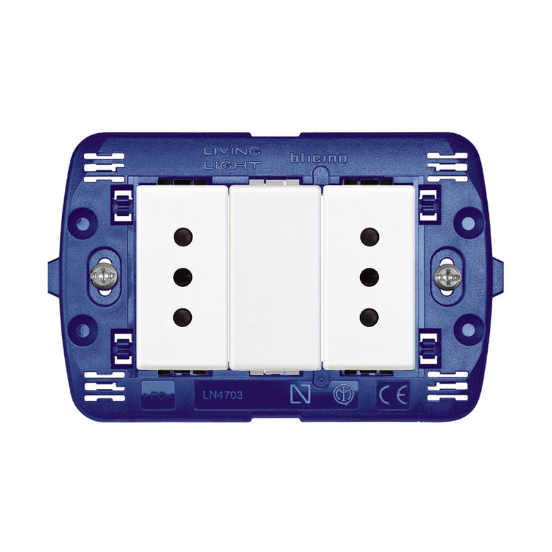 Toma Doble 2P+T 10A 250V Blanco Living Light Semi Armada